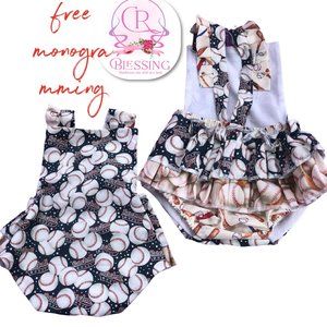 baby girl romper --Baseball